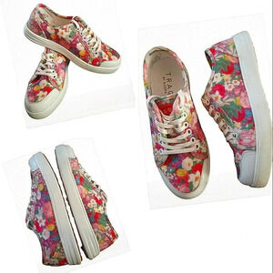 Floral Retro Boho 6.5 Spring Colorful  Comfortable Vacation Casual Sneakers